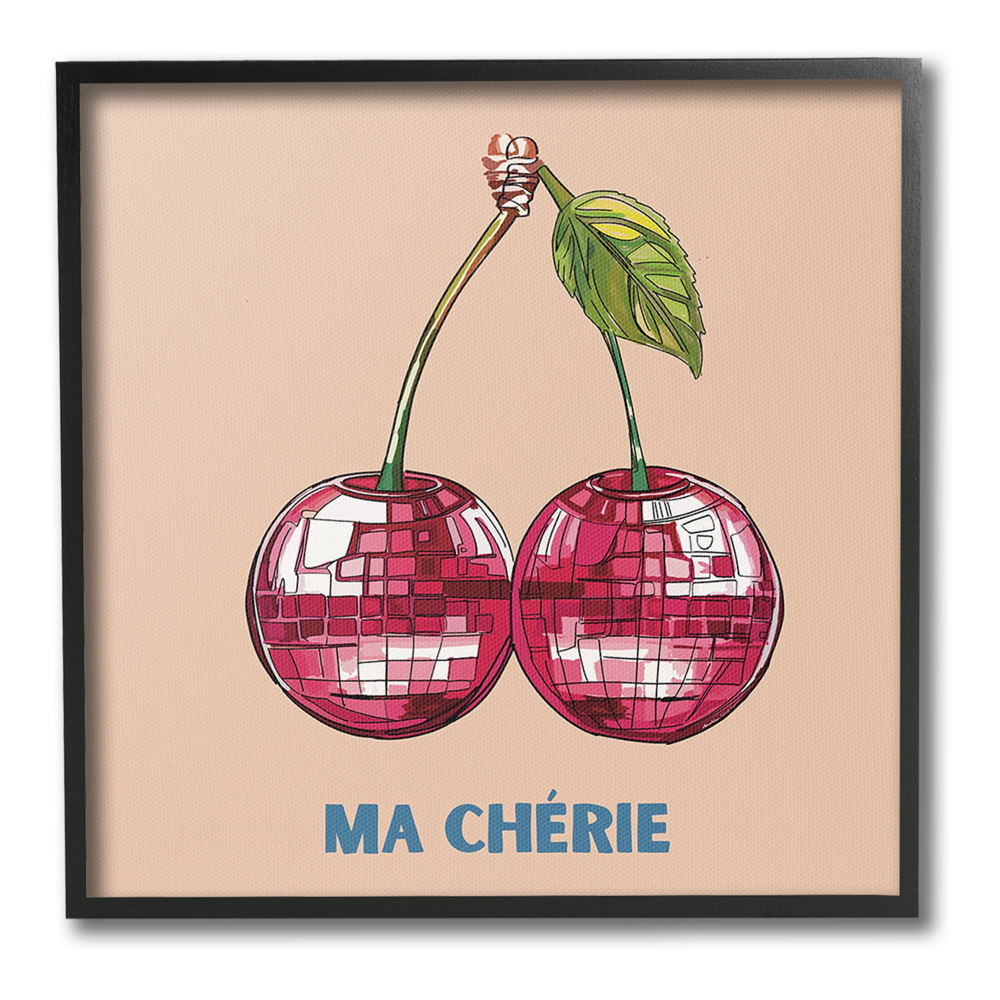 Stupell Industries Ma Cherie Fruits Food & Beverage Painting Black Framed Art Print Wall Art, 17 x 17