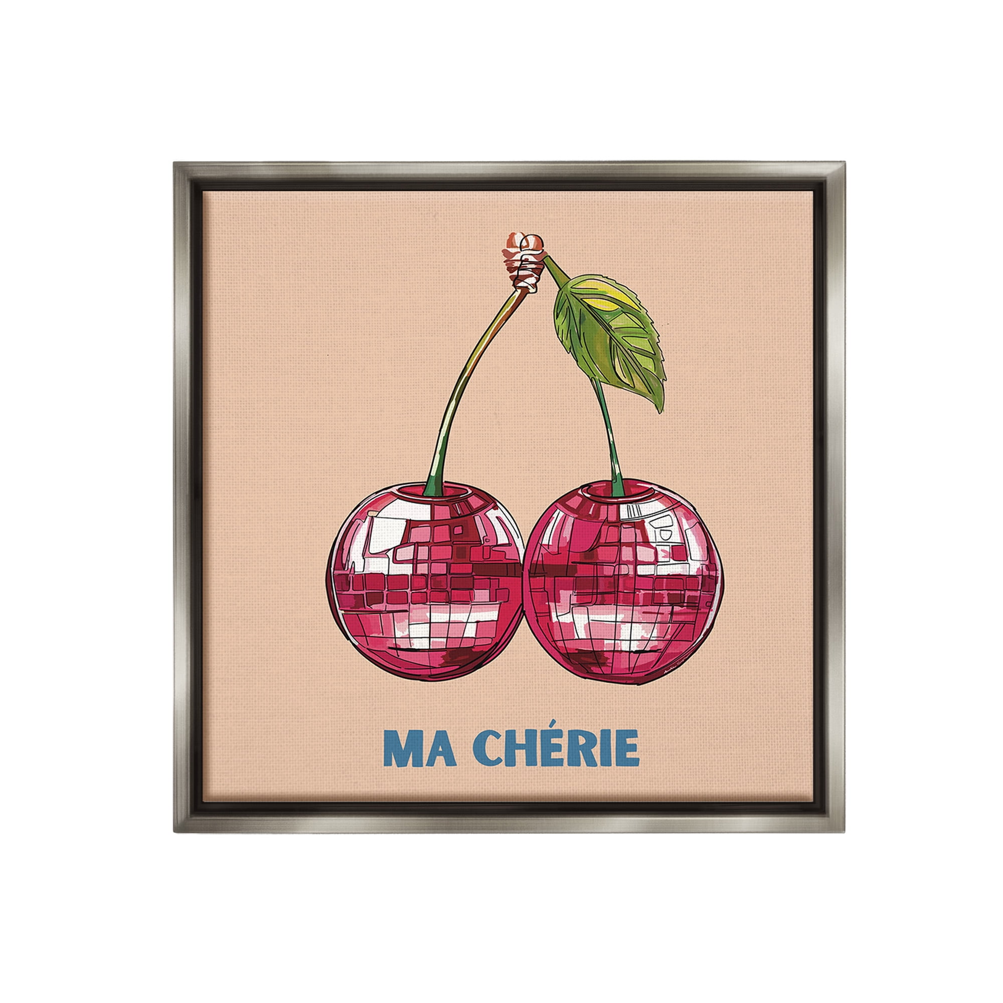 Stupell Industries Ma Cherie Fruits Food & Beverage Painting Gray Floater Framed Canvas Art Print Wall Art, 18 x 18