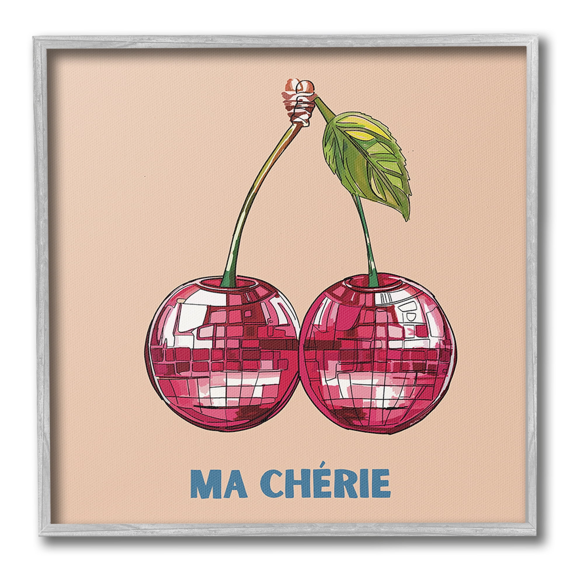 Stupell Industries Ma Cherie Fruits Food & Beverage Painting Gray Framed Art Print Wall Art, 12 x 12