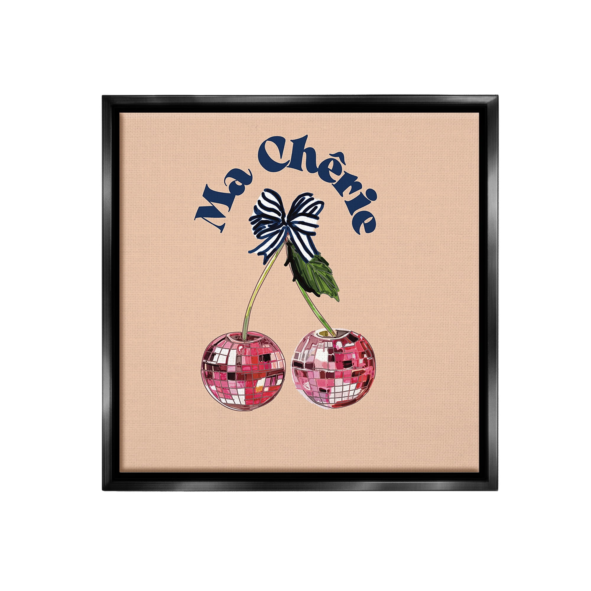 Stupell Industries Ma Cherie Phrase Food & Beverage Painting Black Floater Framed Canvas Art Print Wall Art, 18 x 18