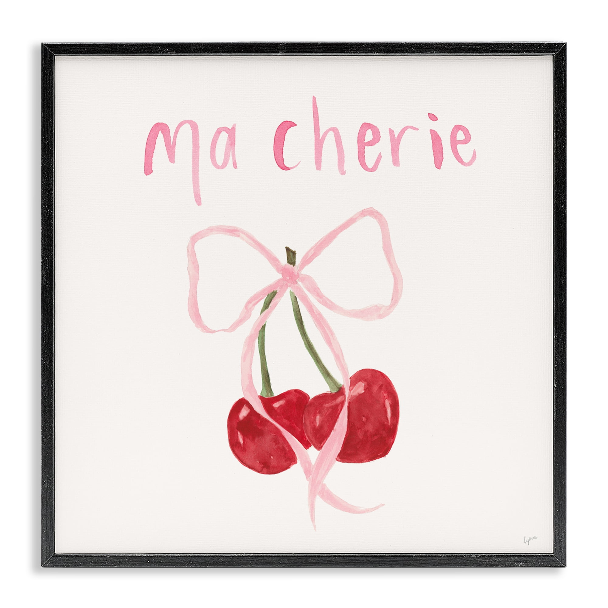 Stupell Industries Ma Cherie Ribboned Cherries Black Framed Giclee Art, design by Lucille Price