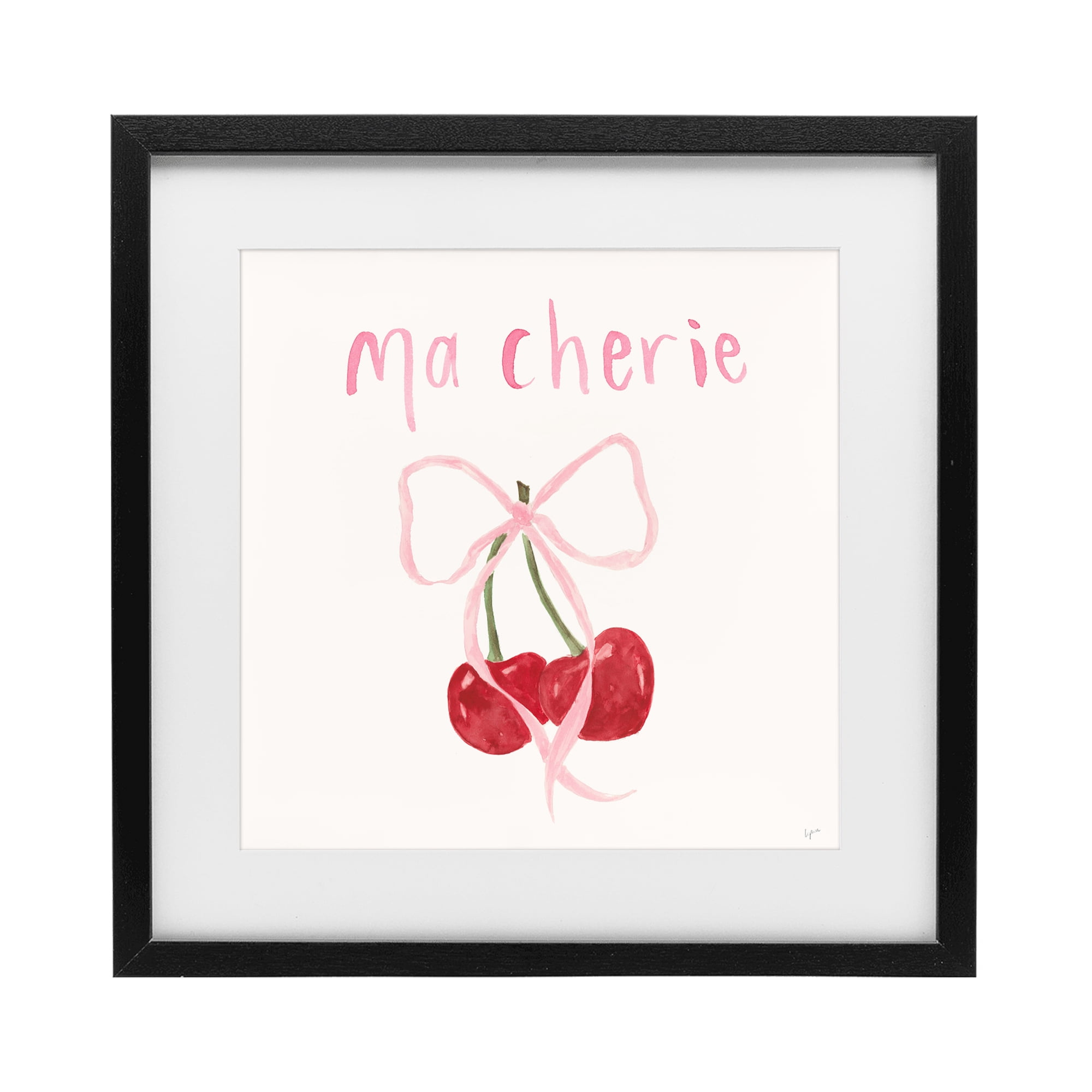Stupell Industries Ma Cherie Ribboned Cherries Black Framed Print Under Glass, design by Lucille Price