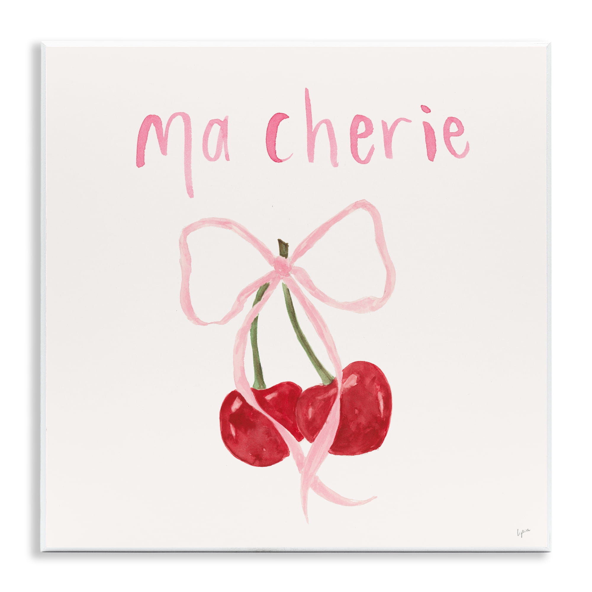 Stupell Industries Ma Cherie Ribboned Cherries Wall Plaque Art, design by Lucille Price