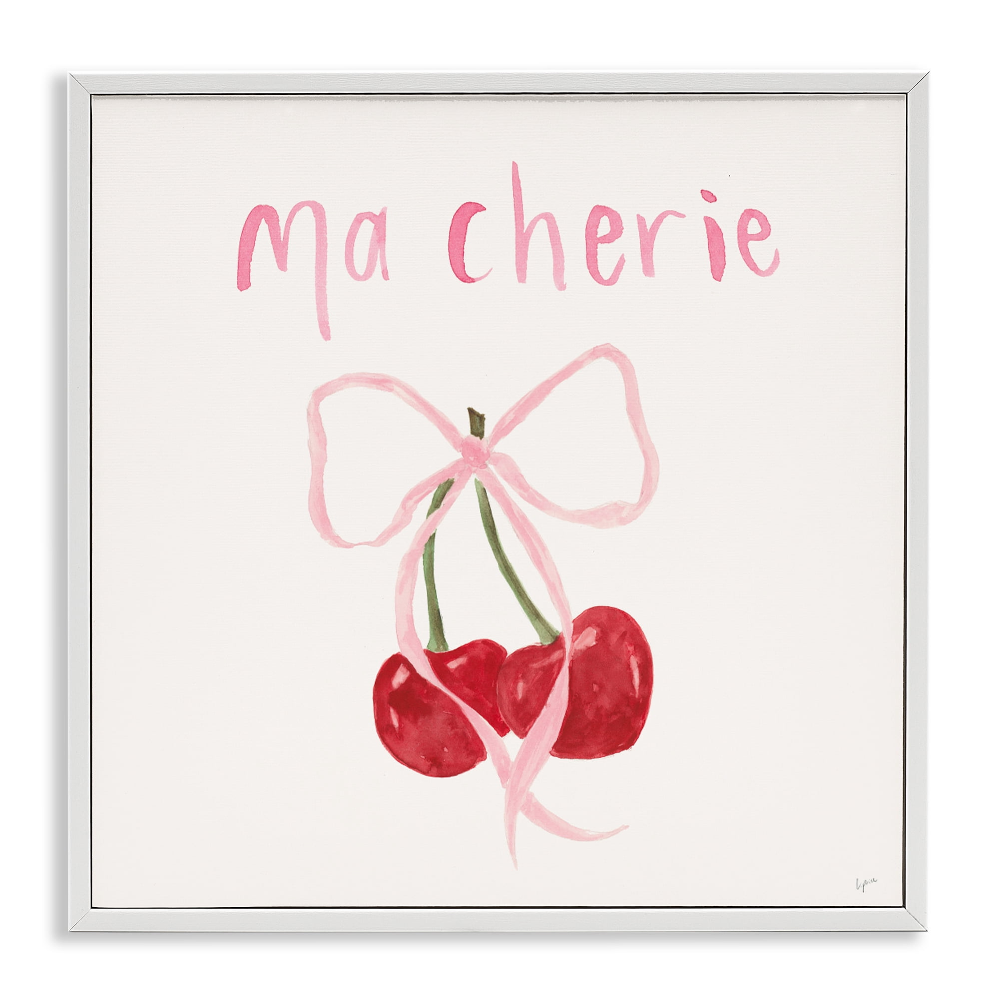 Stupell Industries Ma Cherie Ribboned Cherries White Framed Giclee Art, design by Lucille Price