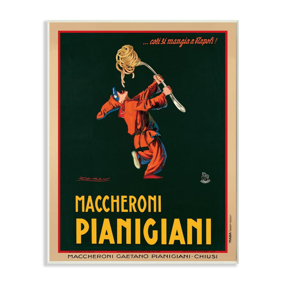 Stupell Industries Maccheroni Pianigiani Vintage Poster Food Design Wall Plaque by Marcello Dudovich