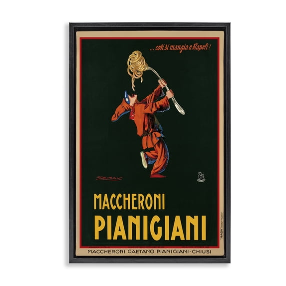 Stupell Industries Art Deco Maccheroni Vintage Ad Black Floating Frame Canvas Art, 21 x 31, by Vintage Poster