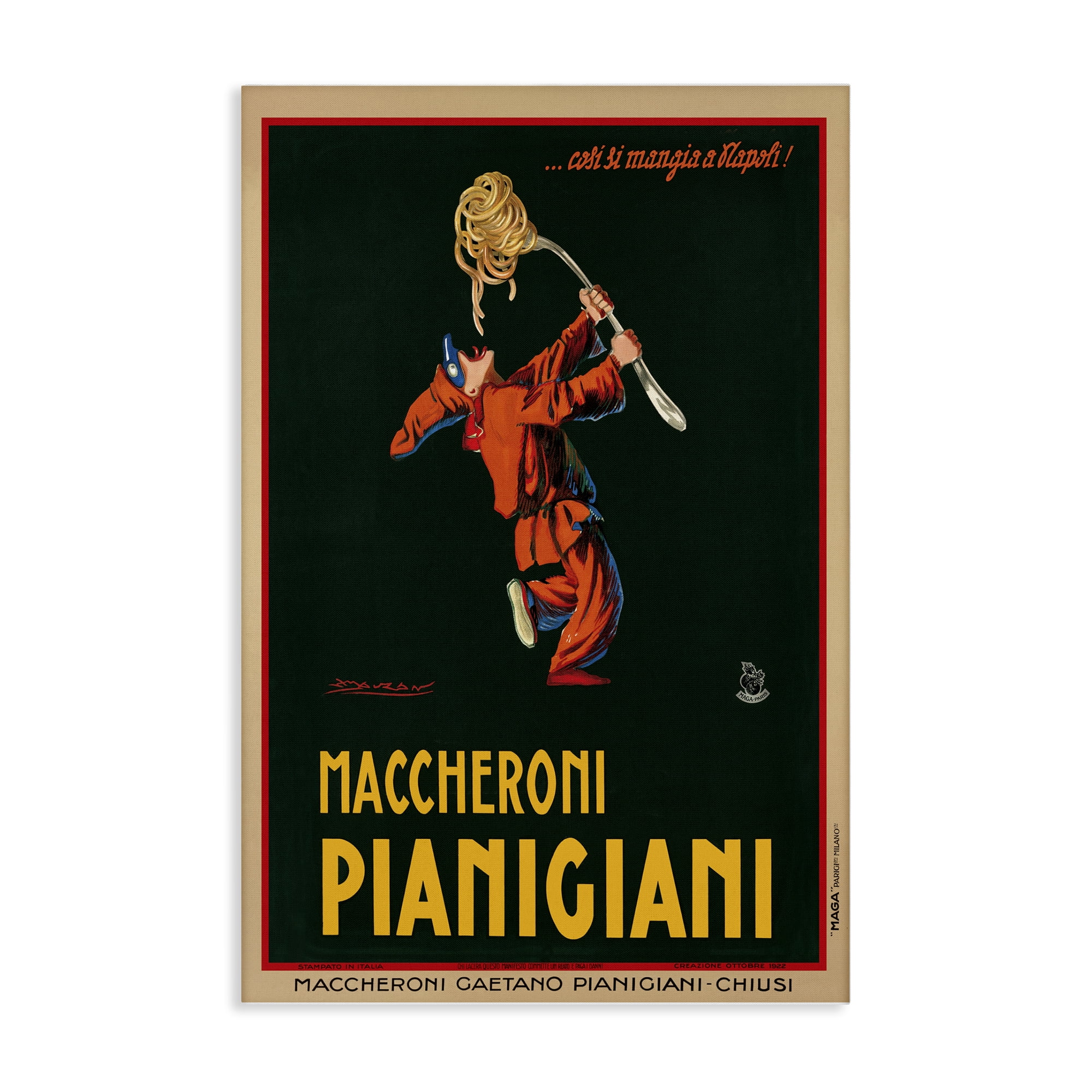 Stupell Industries Maccheroni Vintage Ad Food & Beverage Painting Wrapped Canvas Art Print Wall Art, 20 x 30