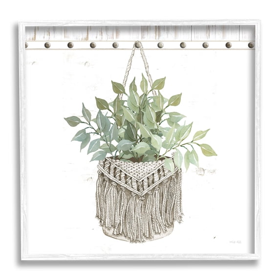 Stupell Industries Macrame Woven Tapestry Hanging Pot Planter,12 x 12, Design by Cindy Jacobs