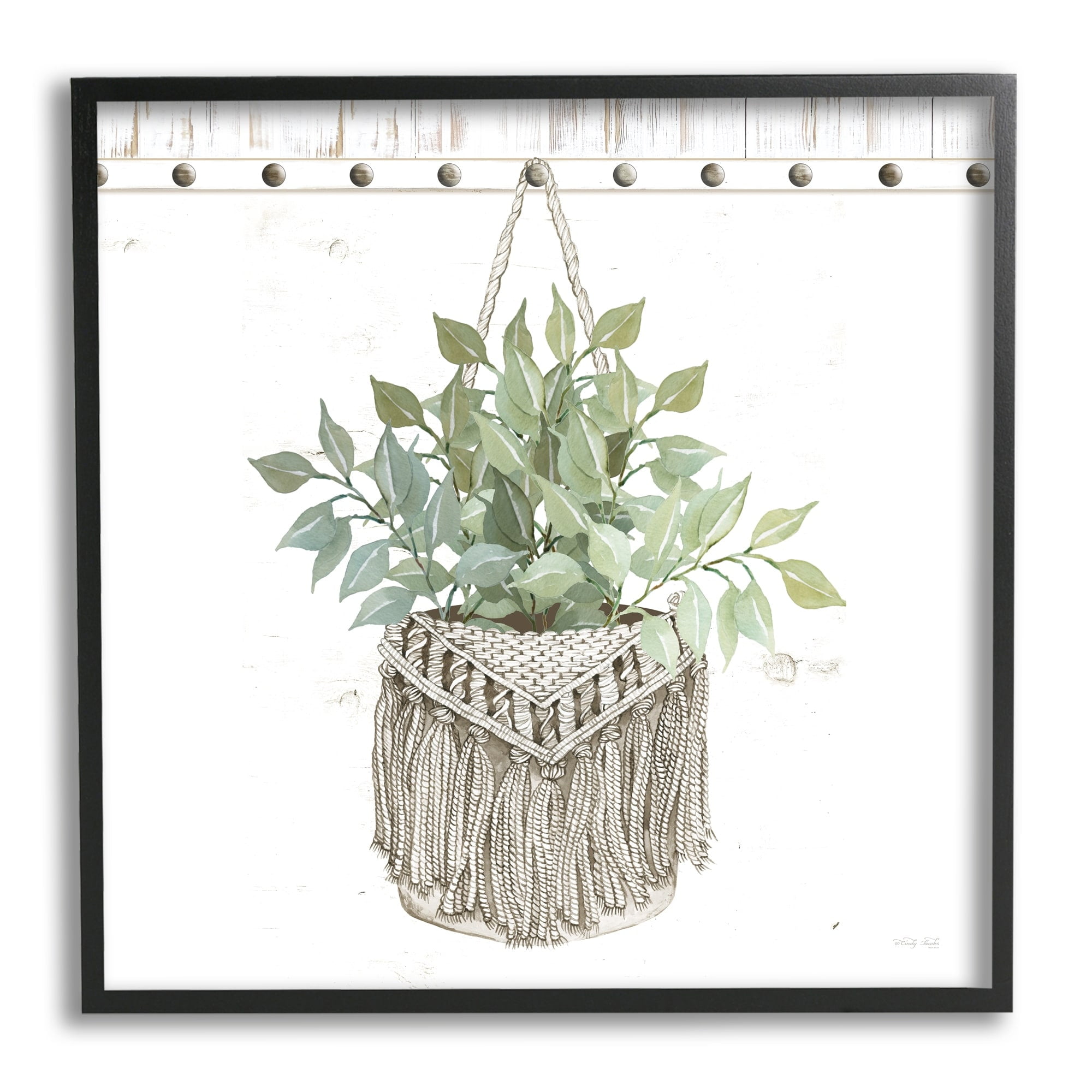 Stupell Industries Macrame Woven Tapestry Hanging Pot Planter,24 x 24, Design by Cindy Jacobs