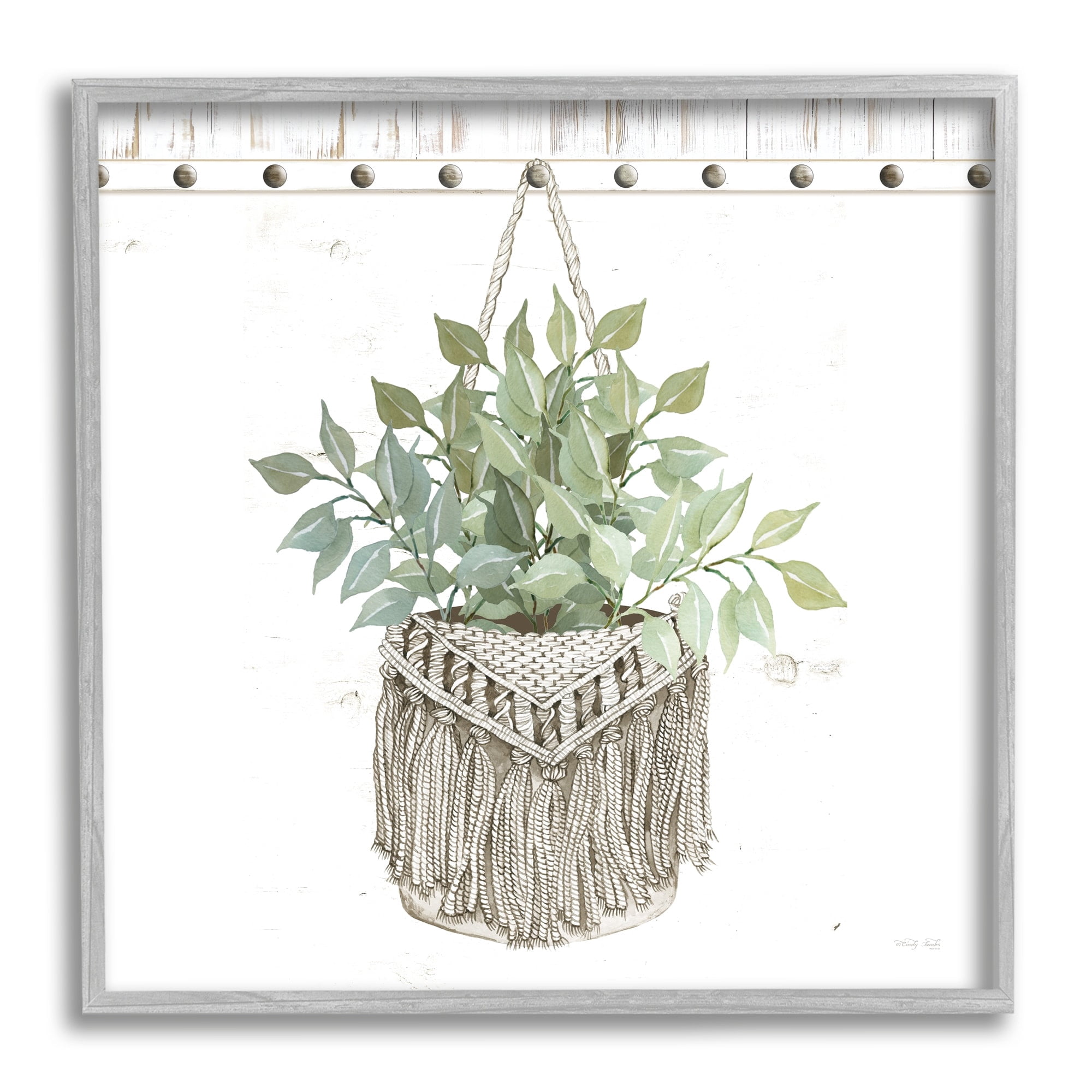 Stupell Industries Macrame Woven Tapestry Hanging Pot Planter,24 x 24, Design by Cindy Jacobs