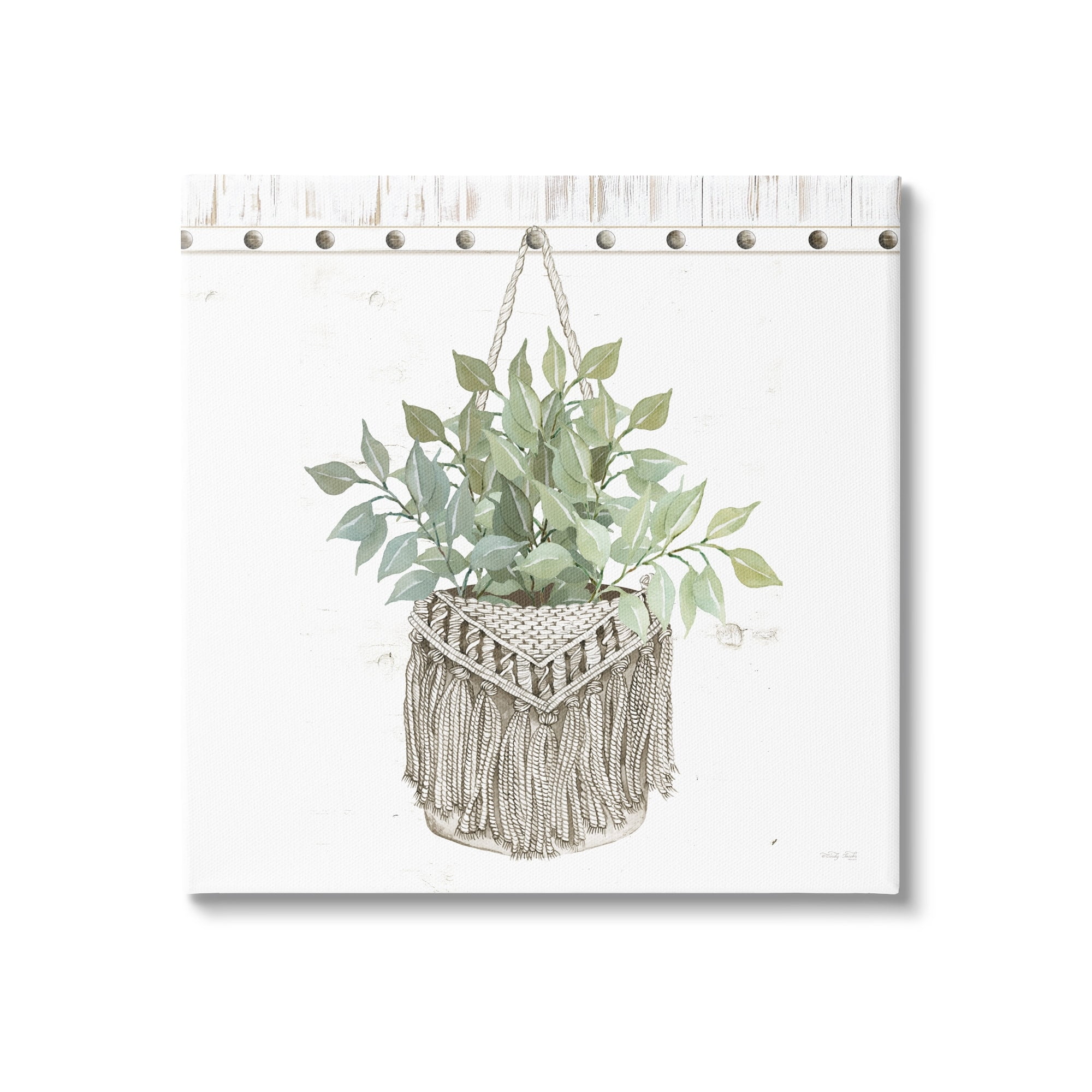 Stupell Industries Macrame Woven Tapestry Hanging Pot Planter,36 x 36, Design by Cindy Jacobs
