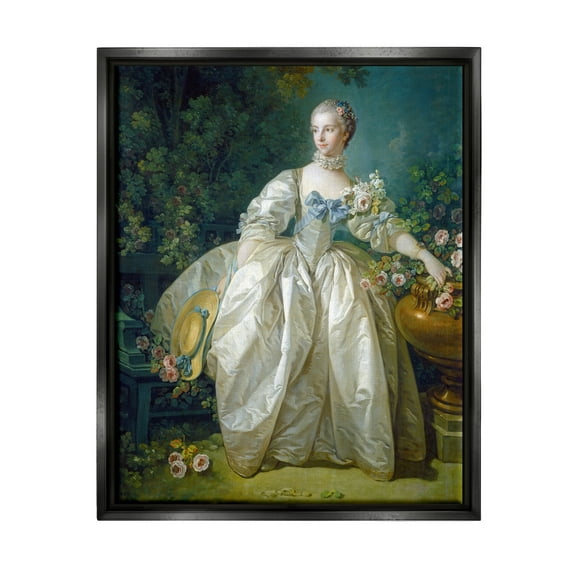 Stupell Industries Madame Bergeret Francois Boucher Classic Painting Painting Jet Black Floating Framed Canvas Print Wall Art, Design by one1000paintings