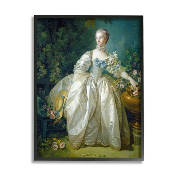Stupell Industries Madame Bergeret Francois Boucher Classic Painting Painting Black Framed Art Print Wall Art, Design by one1000paintings