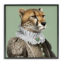 Stupell Industries Madame Cheetah Portrait Novelty & Humor Painting Black Framed Art Print Wall Art, 12 x 12