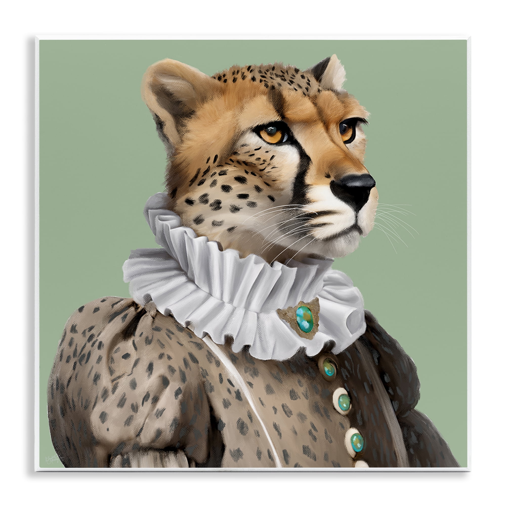 Stupell Industries Madame Cheetah Portrait Novelty & Humor Painting Unframed Art Print Wall Art, 12 x 12