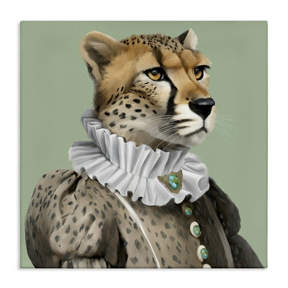 Stupell Industries Madame Cheetah Portrait Novelty & Humor Painting Wrapped Canvas Art Print Wall Art, 17 x 17