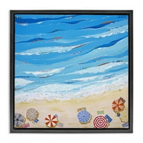 Stupell Industries Made In The Shade Beach Landscape Painting Black Floater Framed Canvas Art Print Wall Art, 18 x 18
