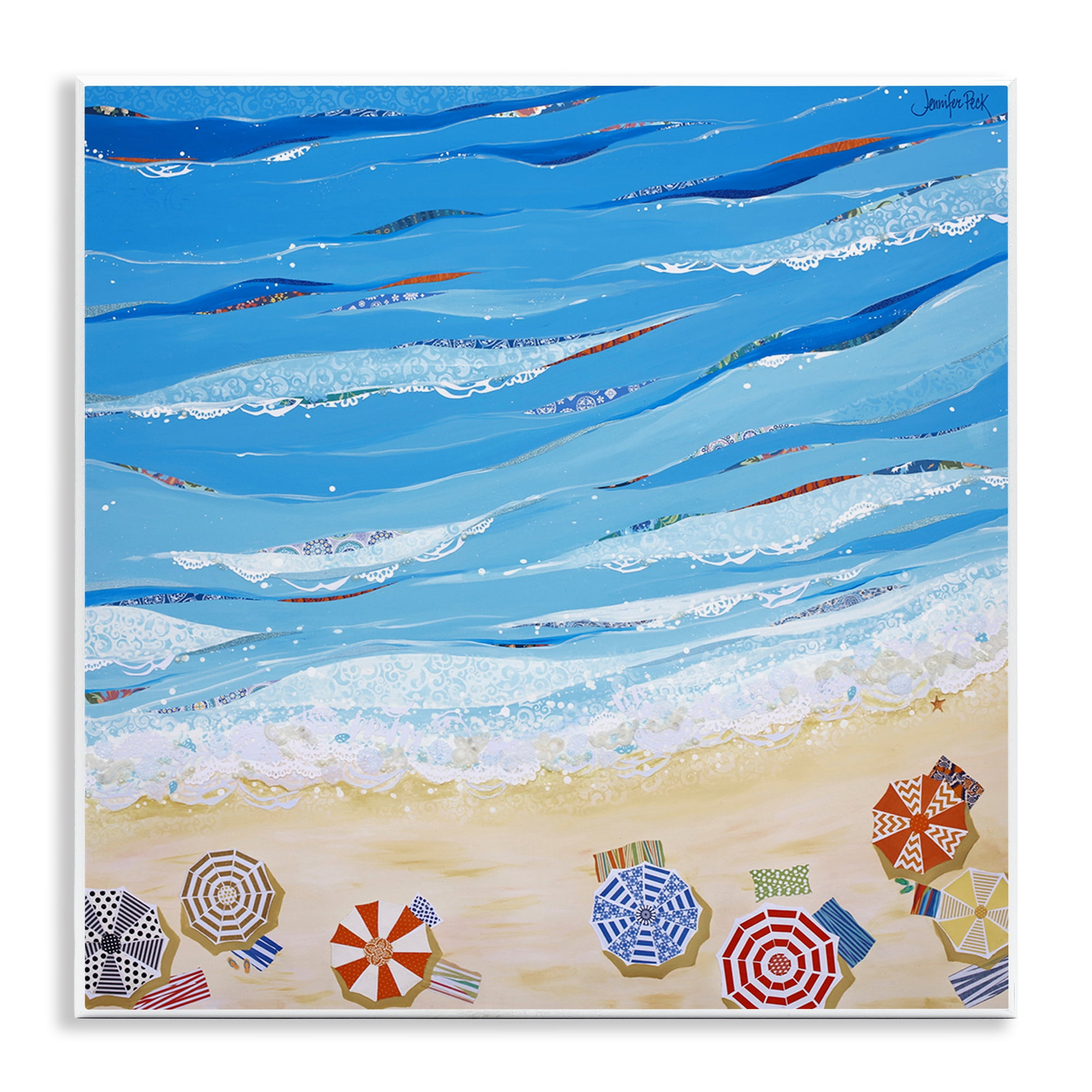 Stupell Industries Made In The Shade Beach Landscape Painting Unframed Art Print Wall Art, 12 x 12