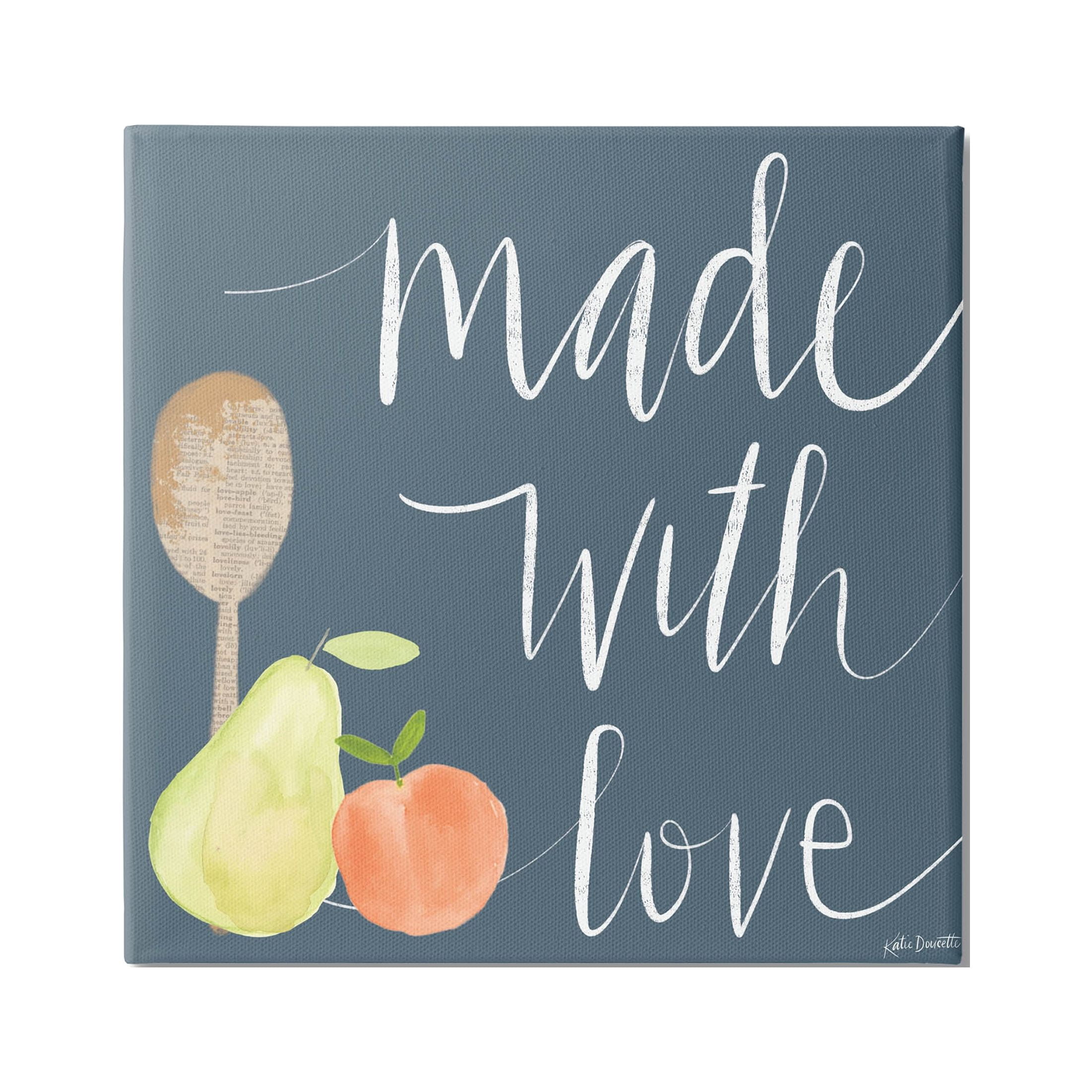 Stupell Industries Made With Love Kitchen Fruits Graphic Art Gallery Wrapped Canvas Print Wall Art, Design by Katie Doucette
