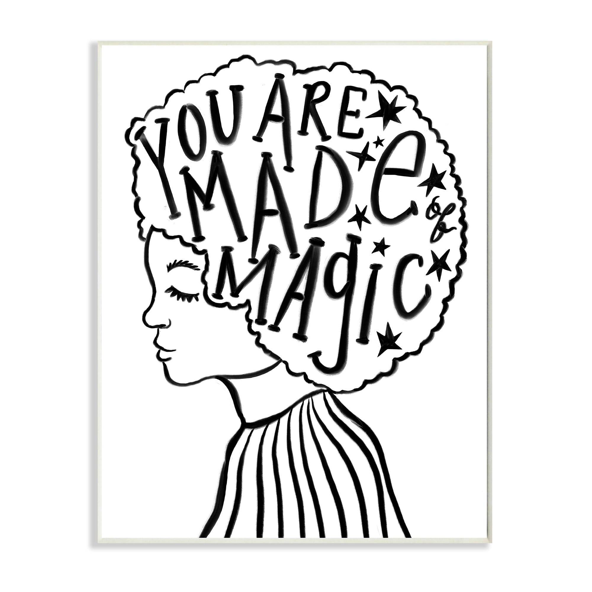 Stupell Industries Made of Magic Phrase Children's Hair Portrait Inspirational Painting Unframed Art Print Wall Art, 13 x 19