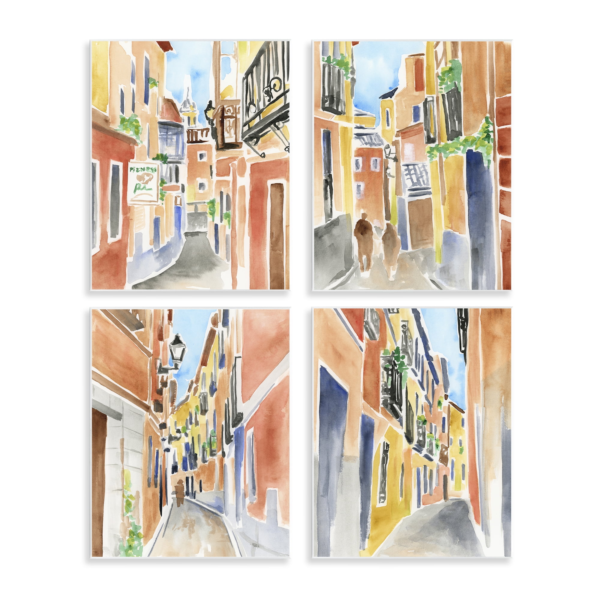 Stupell Industries Madrid Buildings & Architecture 4 Piece Wall Plaque Art Set, design by June Erica Vess