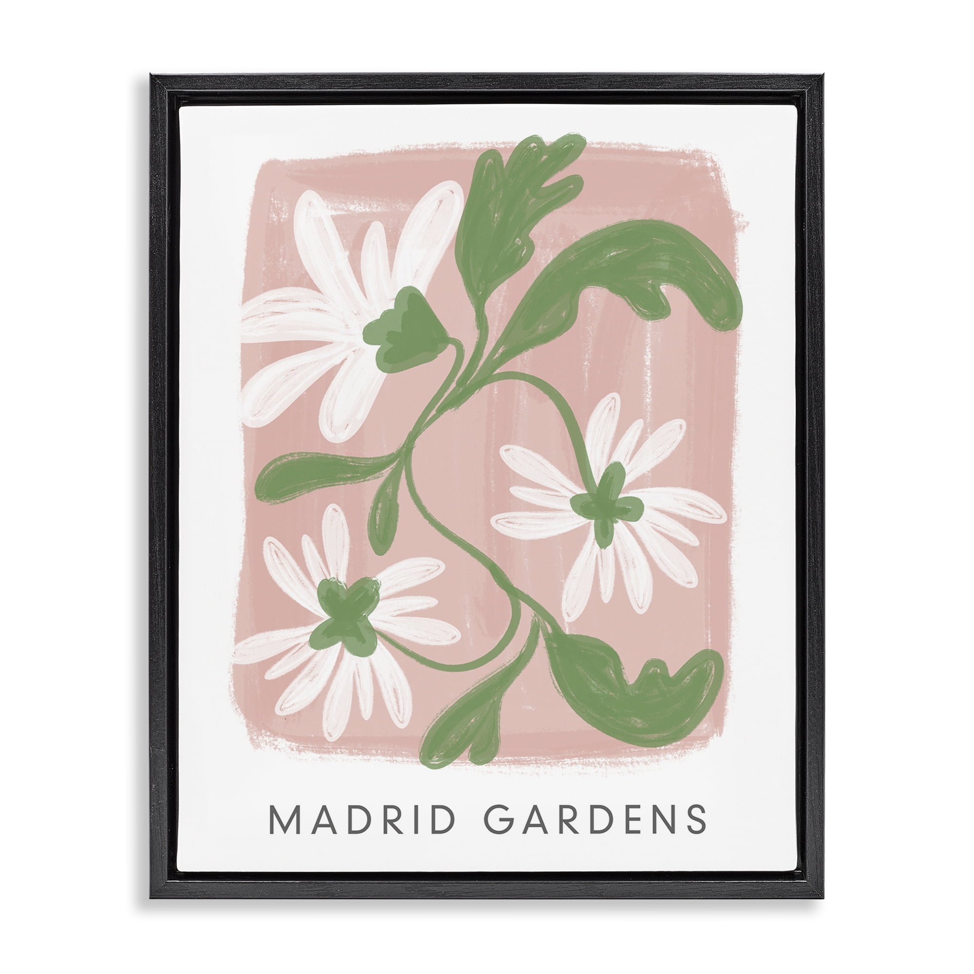 Stupell Industries Madrid Gardens Pastel Blooms Black Framed Floater Canvas Wall Art, design by Lucille Price