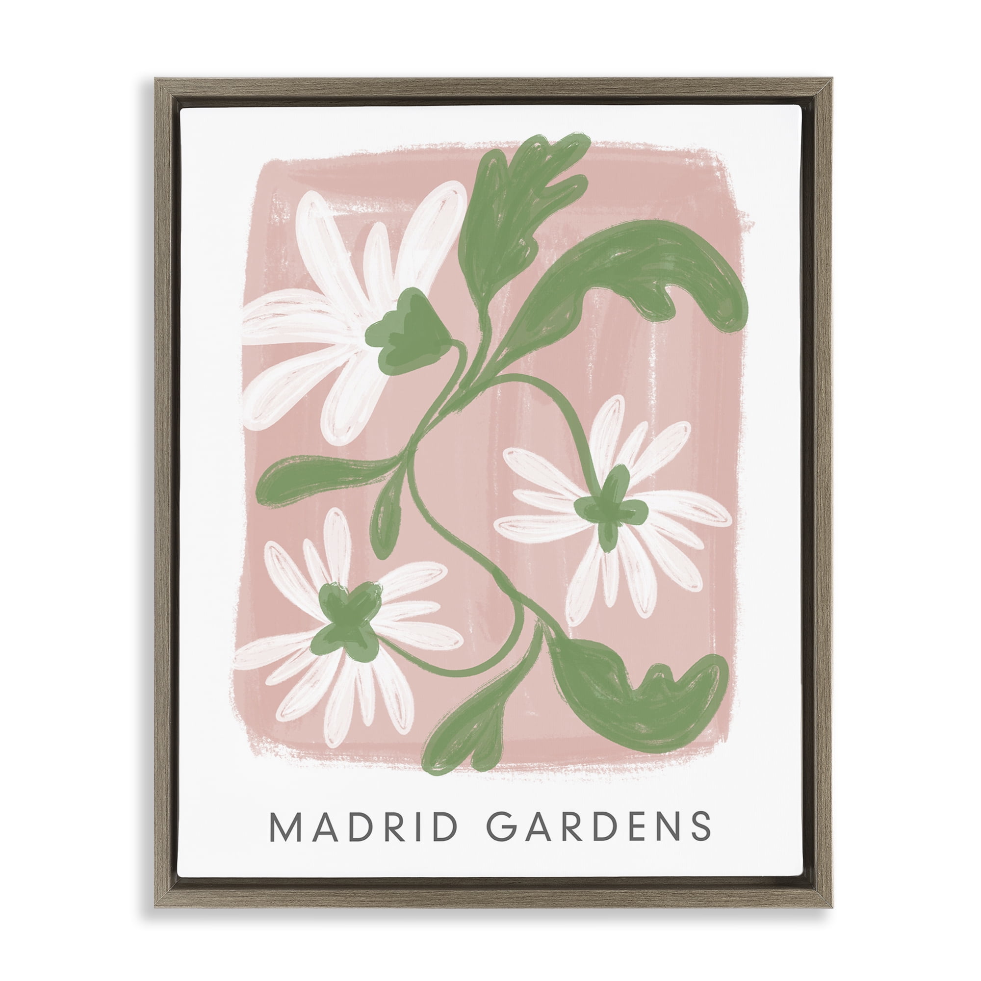 Stupell Industries Madrid Gardens Pastel Blooms Brown Framed Floater Canvas Wall Art, design by Lucille Price
