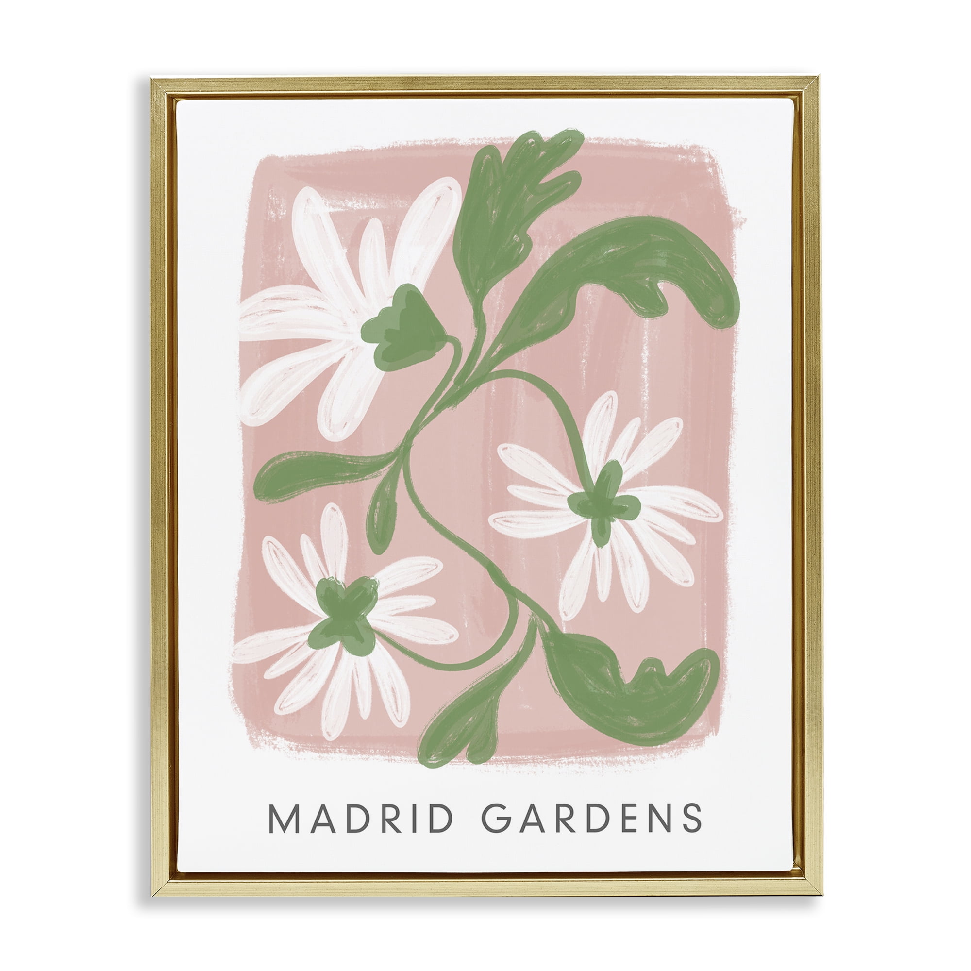 Stupell Industries Madrid Gardens Pastel Blooms Gold Framed Floater Canvas Wall Art, design by Lucille Price