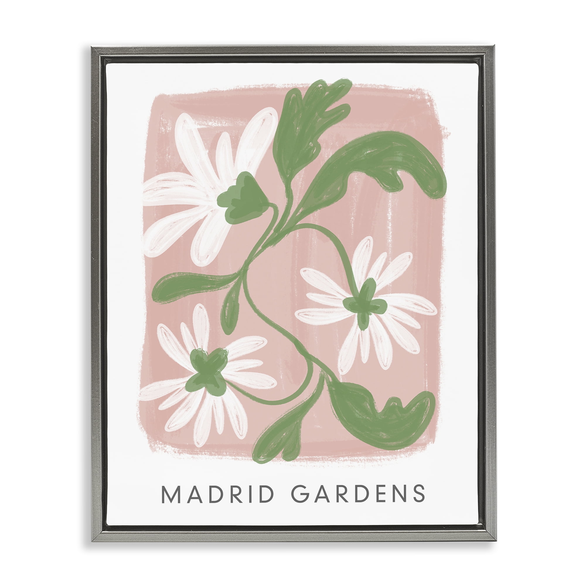 Stupell Industries Madrid Gardens Pastel Blooms Gray Framed Floater Canvas Wall Art, design by Lucille Price