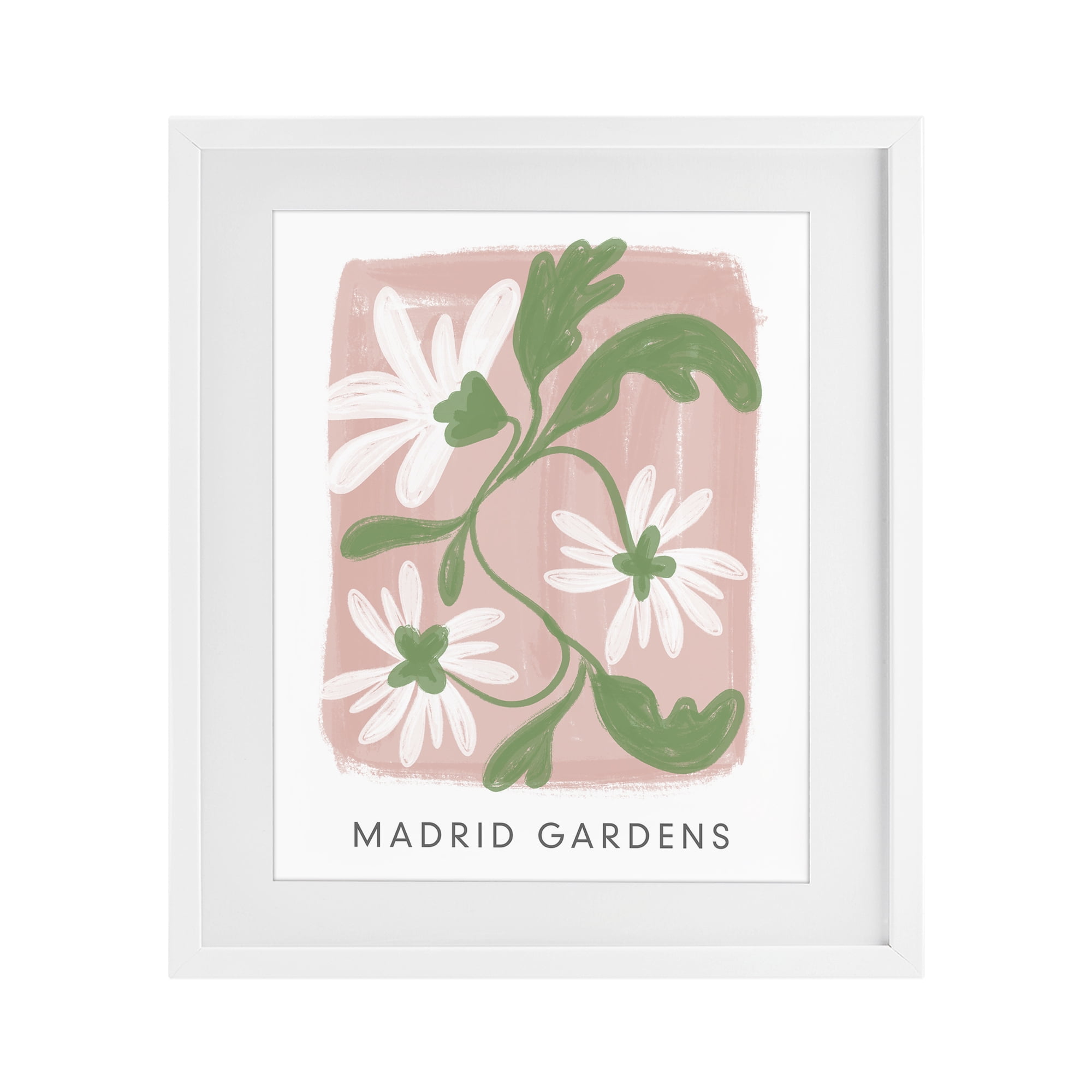 Stupell Industries Madrid Gardens Pastel Blooms White Framed Print Under Glass, design by Lucille Price