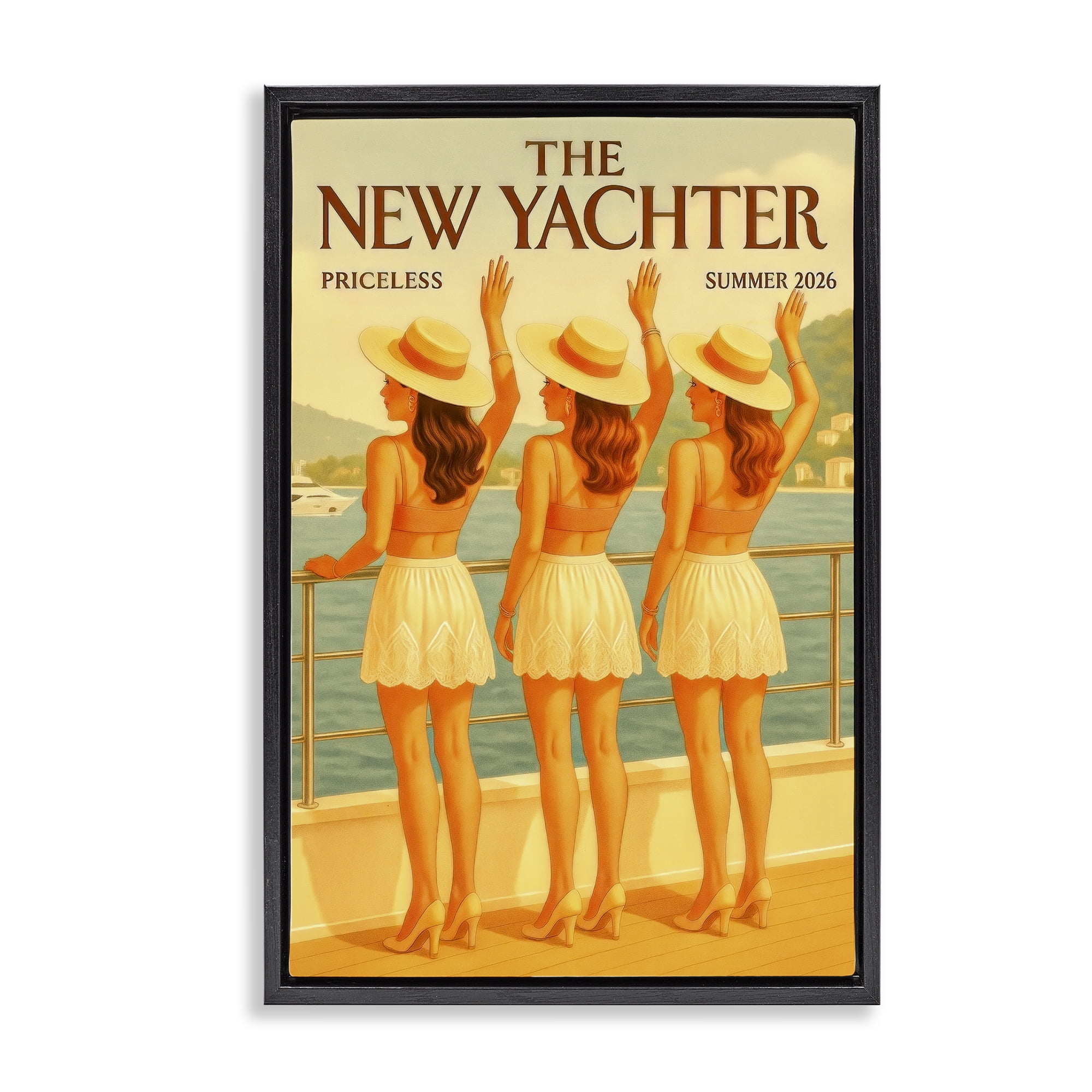 Stupell Industries Magazine Parody Fashion Trio Black Framed Floater Canvas Wall Art, design by Grotto Studios