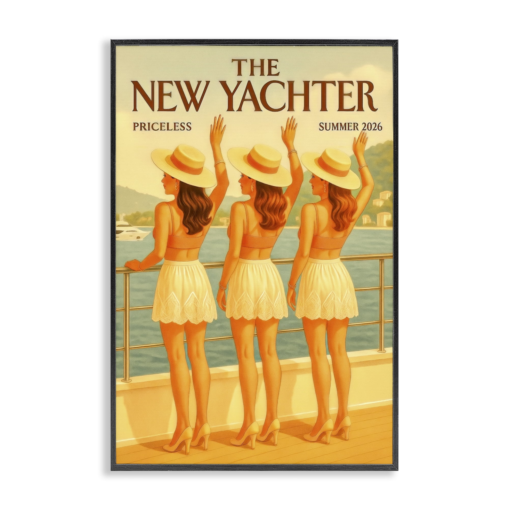 Stupell Industries Magazine Parody Fashion Trio Black Framed Giclee Art, design by Grotto Studios