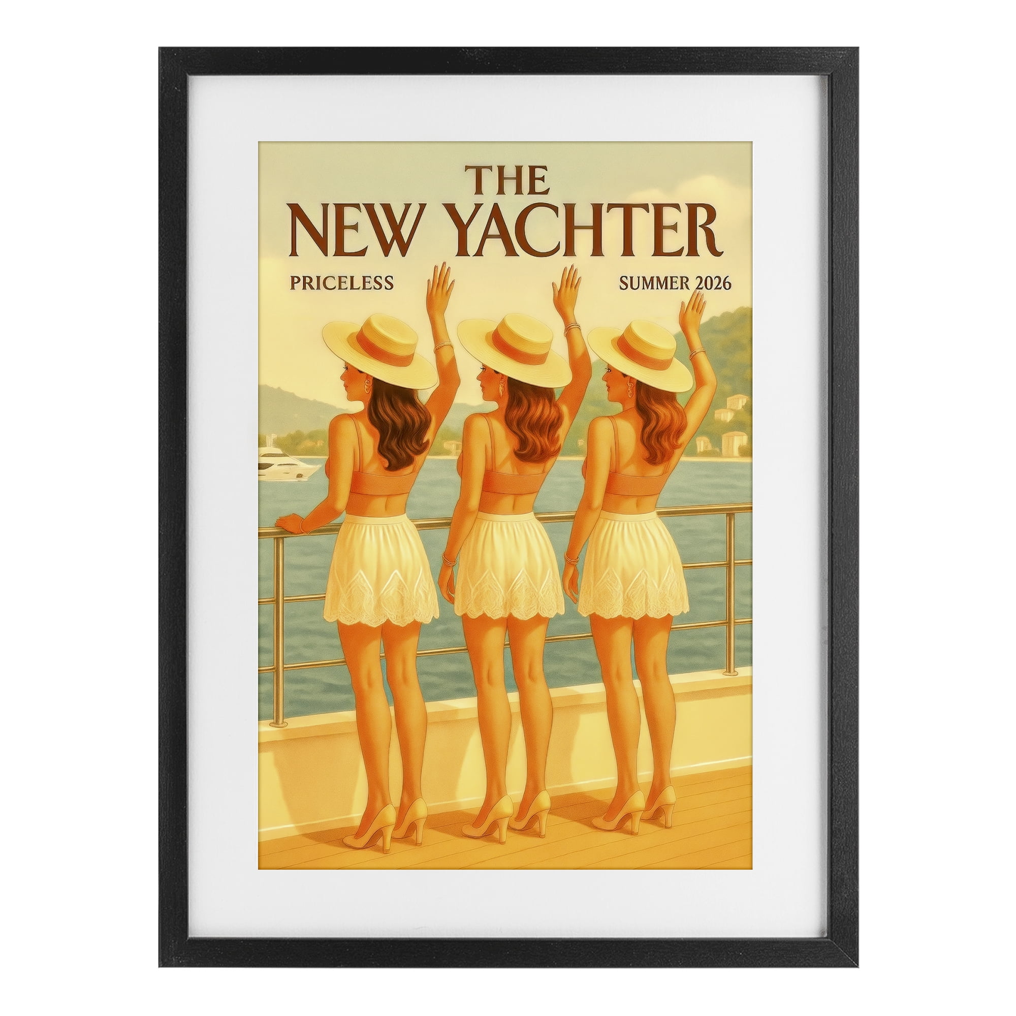 Stupell Industries Magazine Parody Fashion Trio Black Framed Print Under Glass, design by Grotto Studios