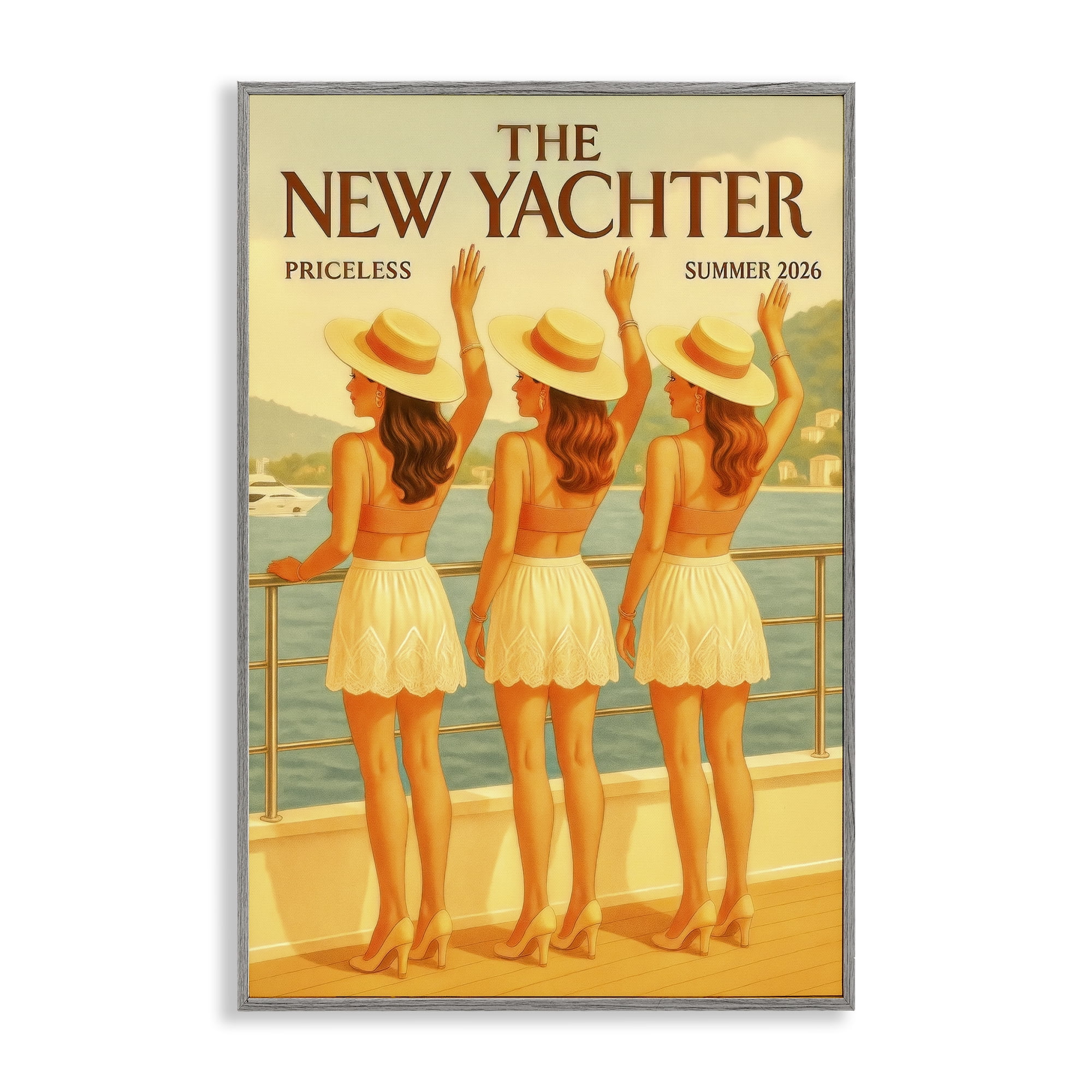 Stupell Industries Magazine Parody Fashion Trio Gray Framed Giclee Art, design by Grotto Studios