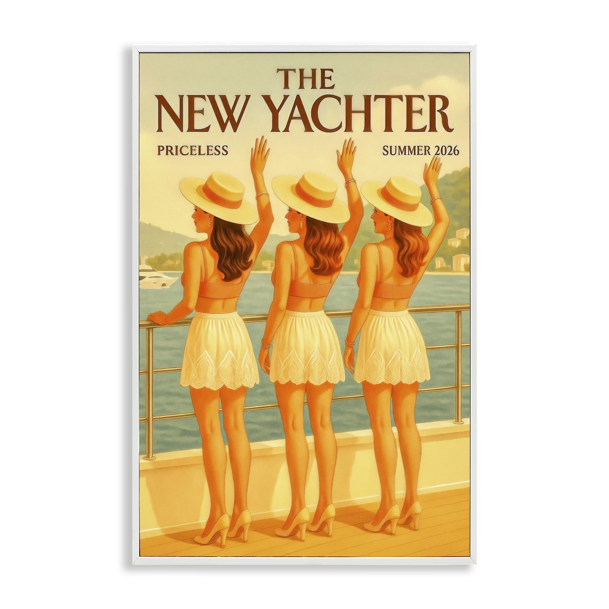 Stupell Industries Magazine Parody Fashion Trio White Framed Giclee Art, design by Grotto Studios
