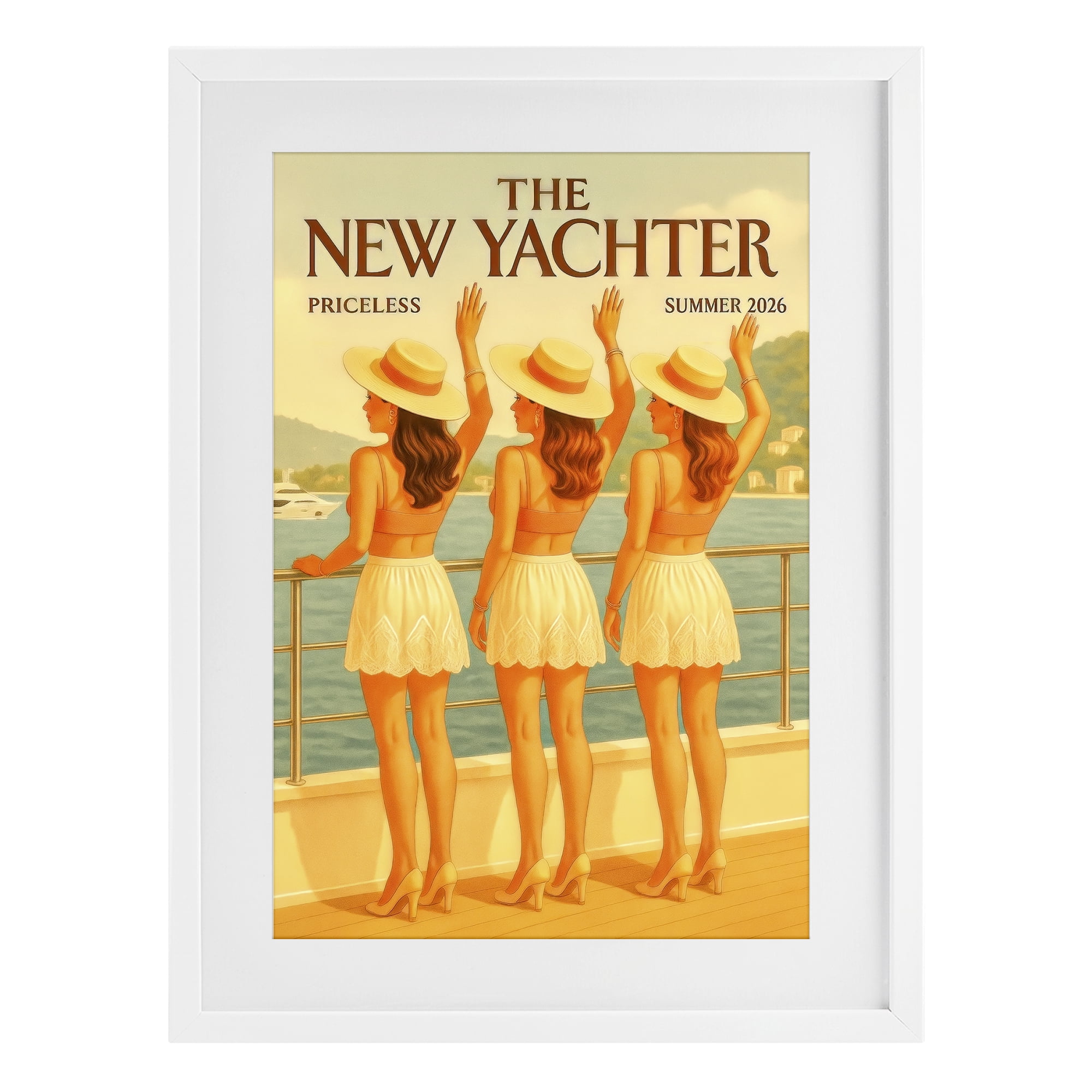 Stupell Industries Magazine Parody Fashion Trio White Framed Print Under Glass, design by Grotto Studios