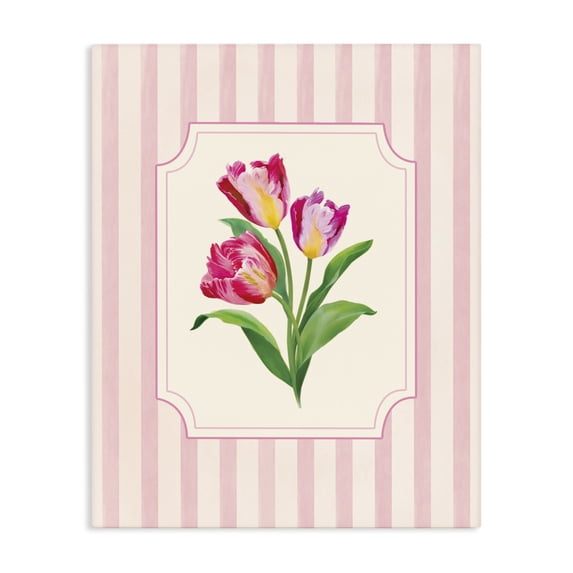 Stupell Industries French Country Magenta Tulips over Stripes Canvas Art, 16 x 20, by Diane Neukirch
