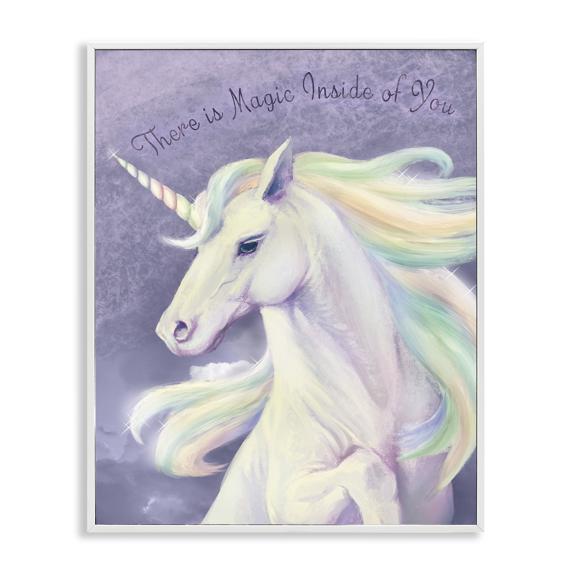 Stupell Industries Magic Inside Of You Inspirational Unicorn Inspirational Painting White Framed Art Print Wall Art, 16 x 20