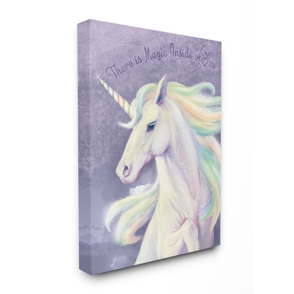 Stupell Industries Magic Inside Of You Inspirational Unicorn Quote Purple Pink Canvas Wall Art Design by Ziwei Li, 16" x 20"