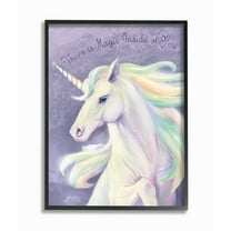 Stupell Industries Magic Inside Of You Inspirational Unicorn Quote Purple Pink Framed Wall Art Design by Ziwei Li, 11" x 14", Black Framed