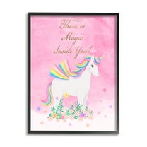 Stupell Industries Magic Inside You Unicorn Fairy Tales & Fantasy Painting Black Framed Art Print Wall Art, 11 x 14
