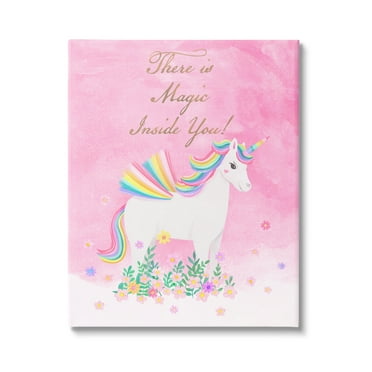Stupell Industries Magic Inside You Unicorn Fairy Tales & Fantasy Painting Gallery Wrapped Canvas Print Wall Art, 16 x 20