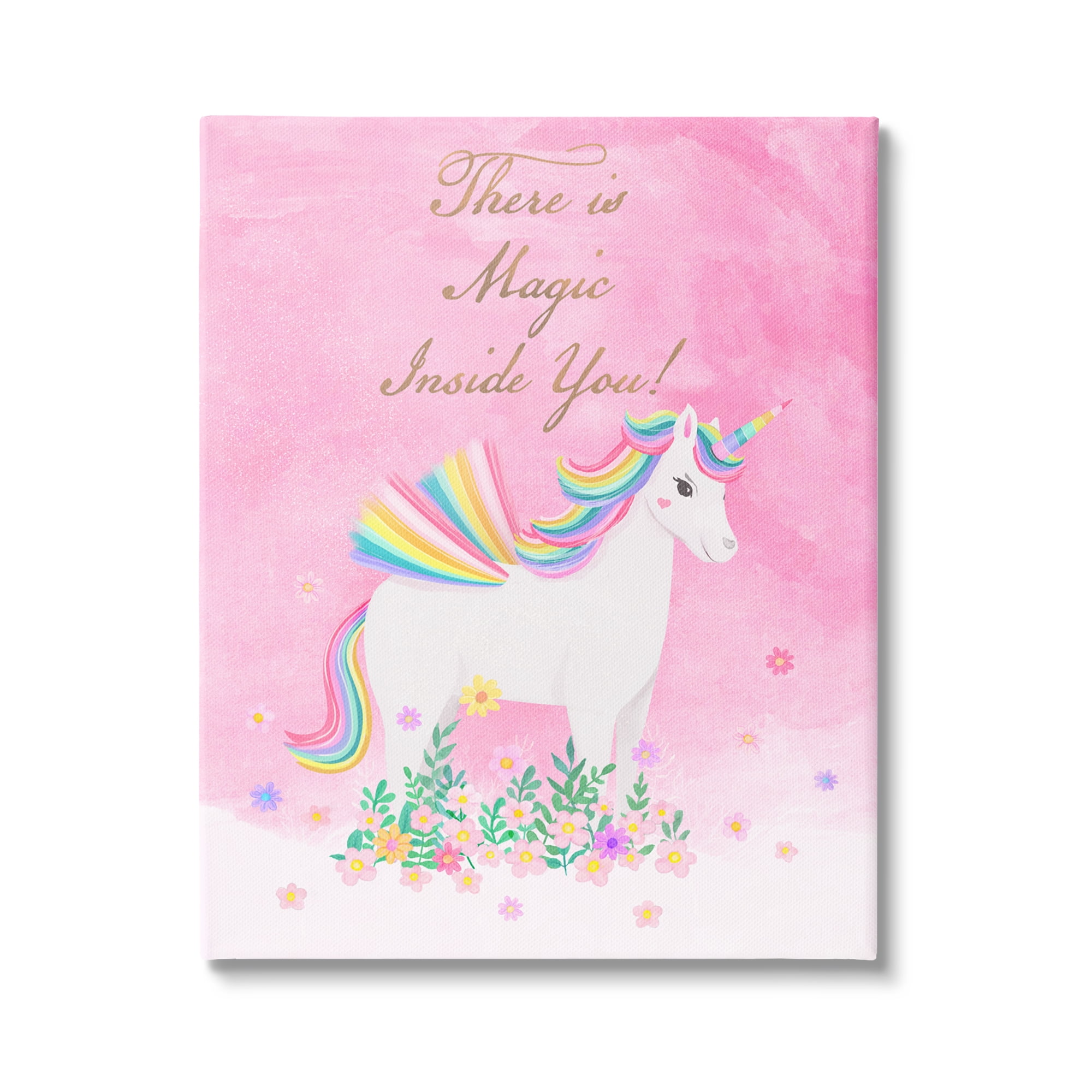 Stupell Industries Magic Inside You Unicorn Fairy Tales & Fantasy Painting Gallery Wrapped Canvas Print Wall Art, 36 x 48