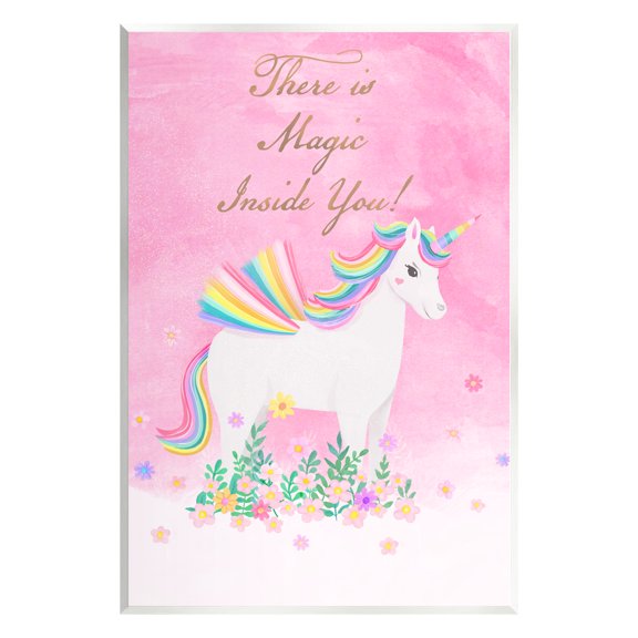 Stupell Industries Magic Inside You Unicorn Fairy Tales & Fantasy Painting Unframed Art Print Wall Art, 13 x 19