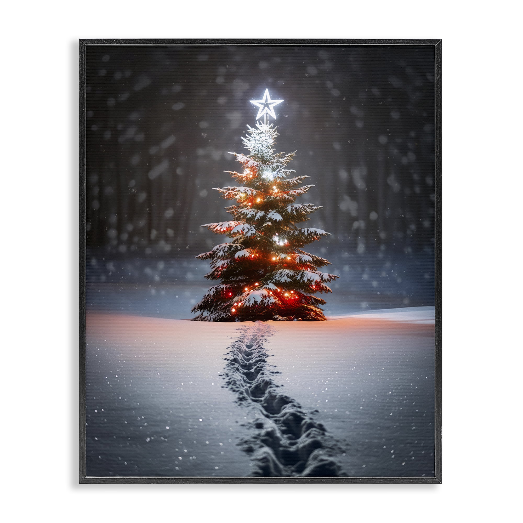 Stupell Industries Magic Moments Holiday Tree Holiday Photography Black Framed Art Prints Wall Art, 24 x 30