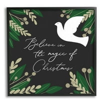 Stupell Industries Magic Of Christmas Botanical Dove Graphic Art Black Framed Art Print Wall Art, Design by Kyra Brown