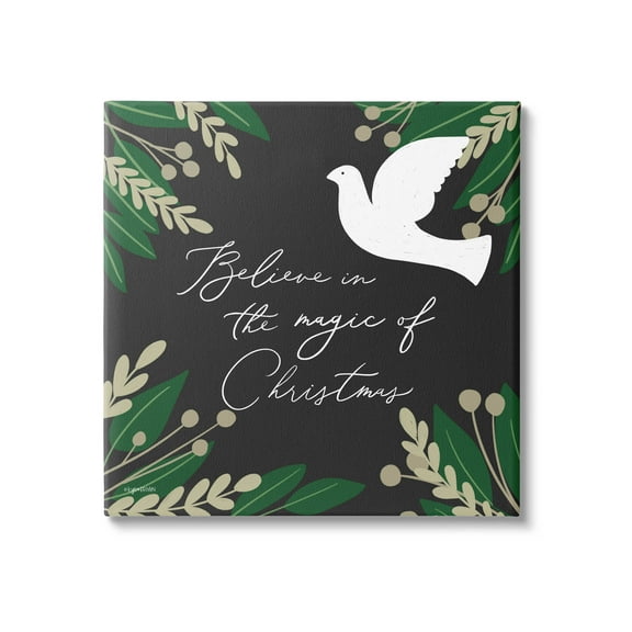 Stupell Industries Magic Of Christmas Botanical Dove Graphic Art Gallery Wrapped Canvas Print Wall Art, Design by Kyra Brown