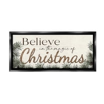 Stupell Industries Magic Of Christmas Phrase Holiday Painting Black Floater Framed Canvas Art Print Wall Art, 25 x 11