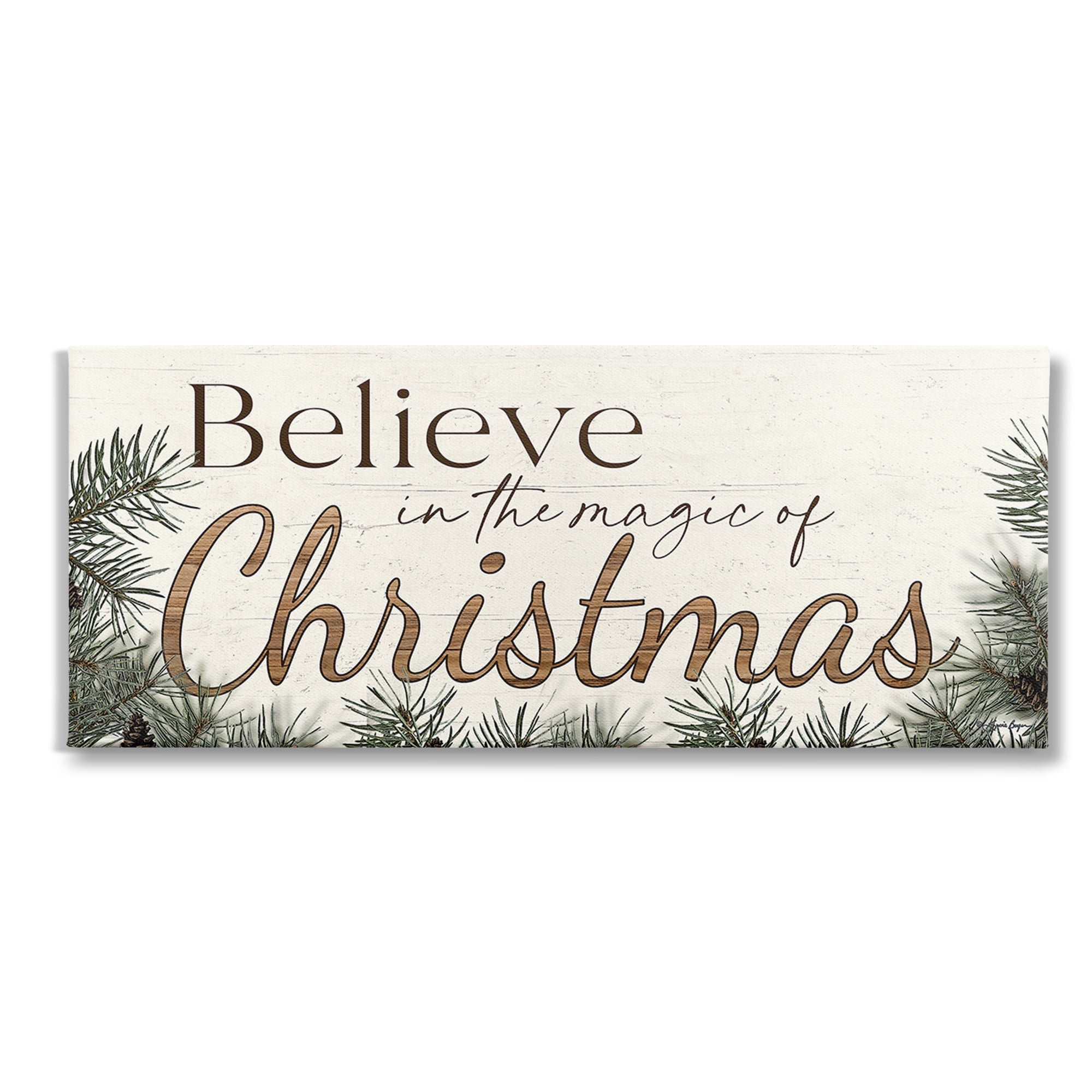 Stupell Industries Magic Of Christmas Phrase Holiday Painting Gallery Wrapped Canvas Art Print Wall Art, 48 x 20