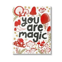 Stupell Industries Magic Phrase with Mushrooms Botanical & Floral Painting Gallery Wrapped Canvas Art Print Wall Art, 16 x 20